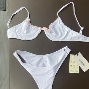 White Bikini Top with Signature Logo